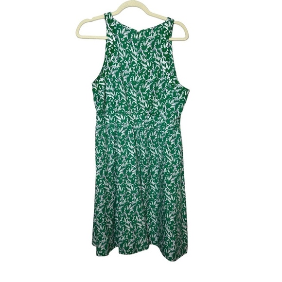 J Crew Factory Fit and Flare Kelly Green with White Flower Sleeveless Size 12 - Picture 5 of 10